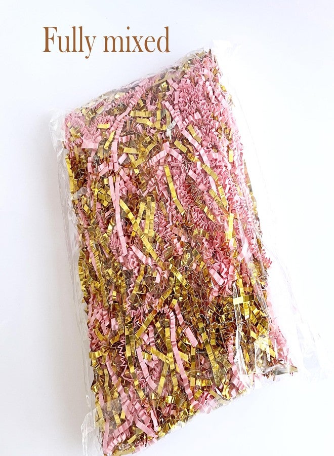 PUROSUR Crinkle Cut Paper Shred Filler Pink & Gold for Gift Wrapping & Basket Filling luxury Gift Box Filler Gift Basket Stuffing Shipping Packaging Craft Party Favor Bags - (4 oz) (Pink & Gold) - Image 2